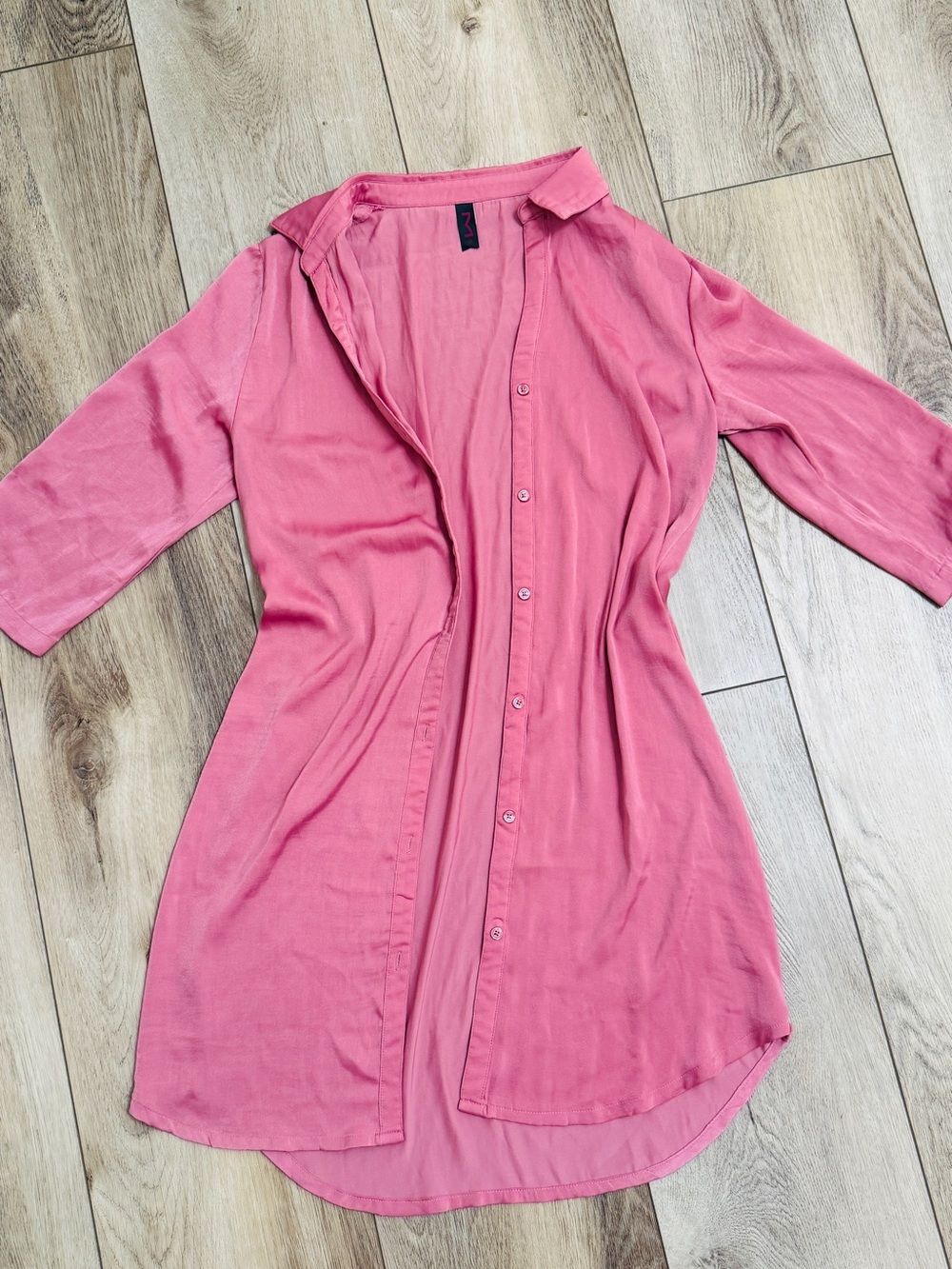 Longline Pink Button-Down Shirt - Lightweight Collared Top